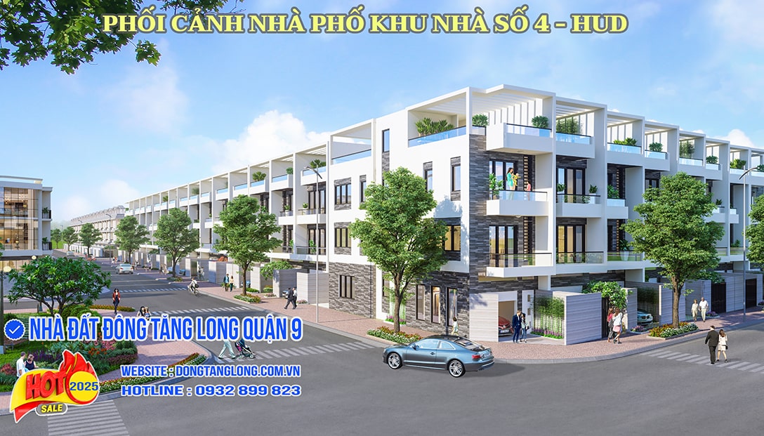 Phối cảnh nhà phố khu nhà ở thấp tầng số 4 HUD