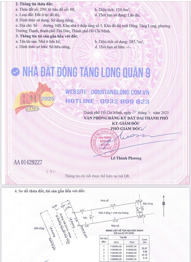 Sổ đỏ căn 10 Đường B16 khu nhà ở thấp tầng số 5 HUD