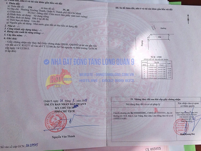 Sổ đỏ góc đất nền hoán đổi đường 16