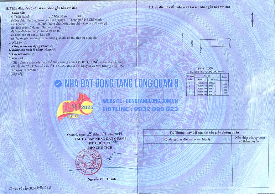 Sổ đỏ hoán đổi 100m² đường 16C