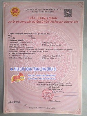 Sổ hồng góc 87 Đường 15 Khu nhà ở thấp tầng số 5 Đông Tăng Long