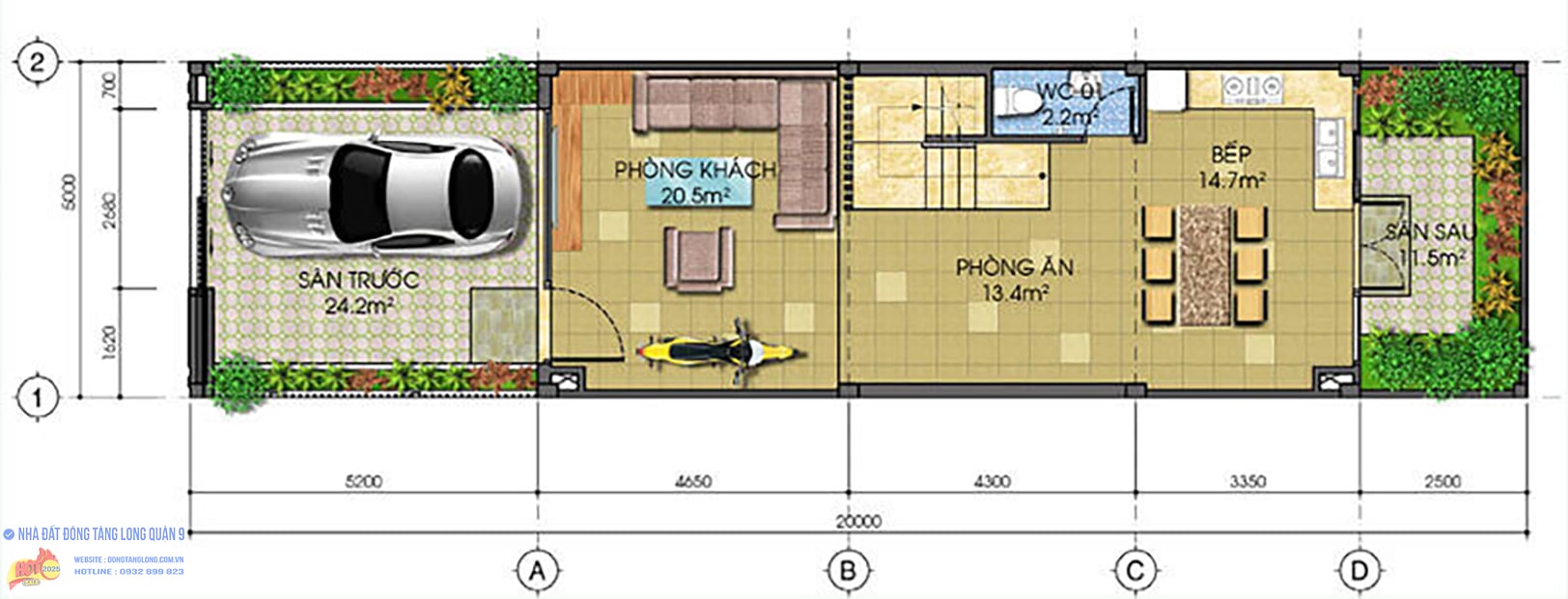 Tầng 1 nhà phố Đông Tăng Long