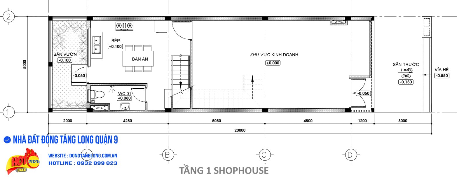 Tầng 1 shophouse