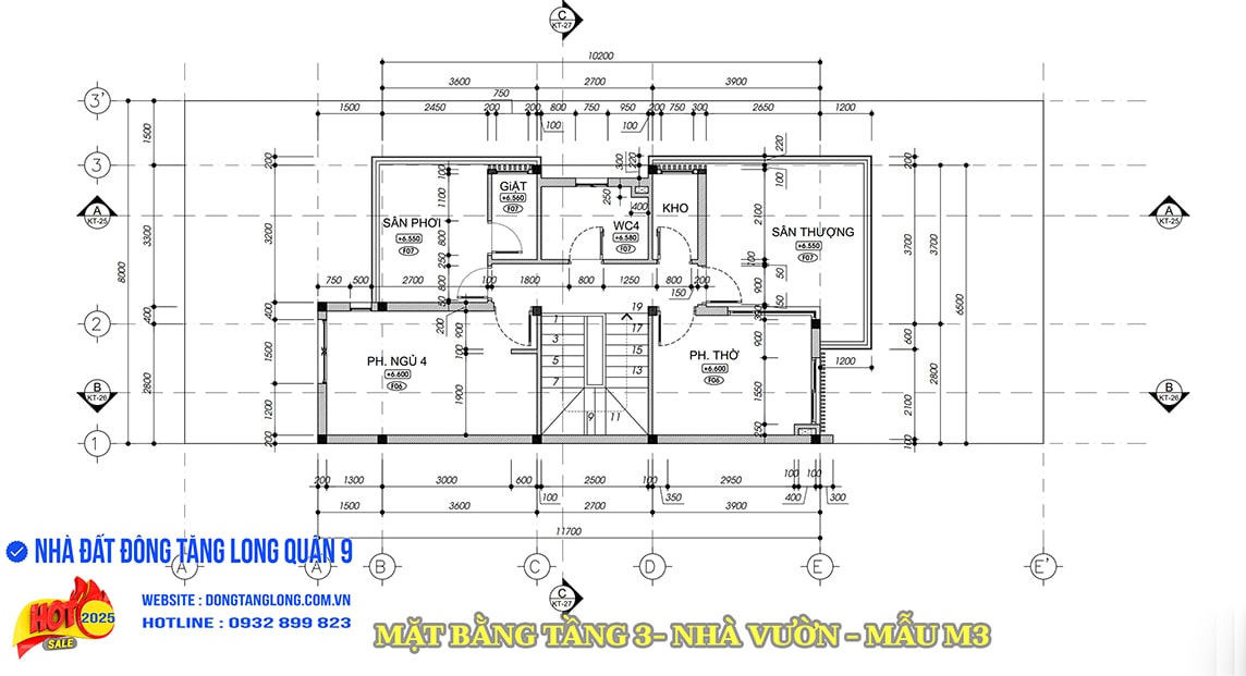 Tầng 3 nhà vườn mẫu M3