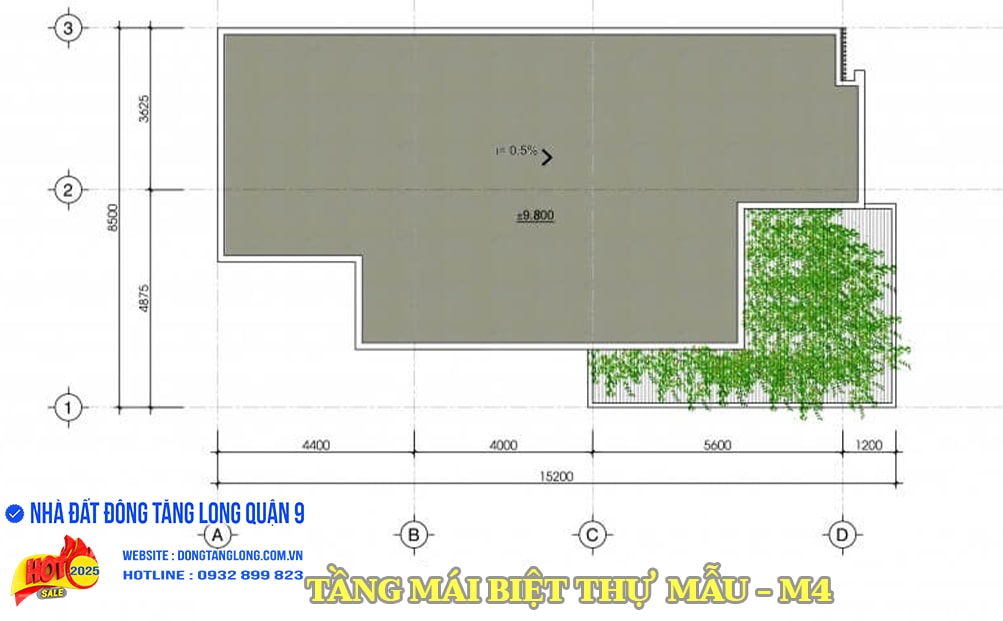 Tầng mái biệt thự song lập M4